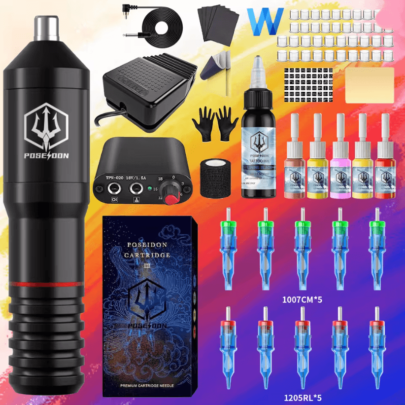 ProInk Poseidon Wireless Tattoo Pen Kit for Permanent Makeup and Body Art
