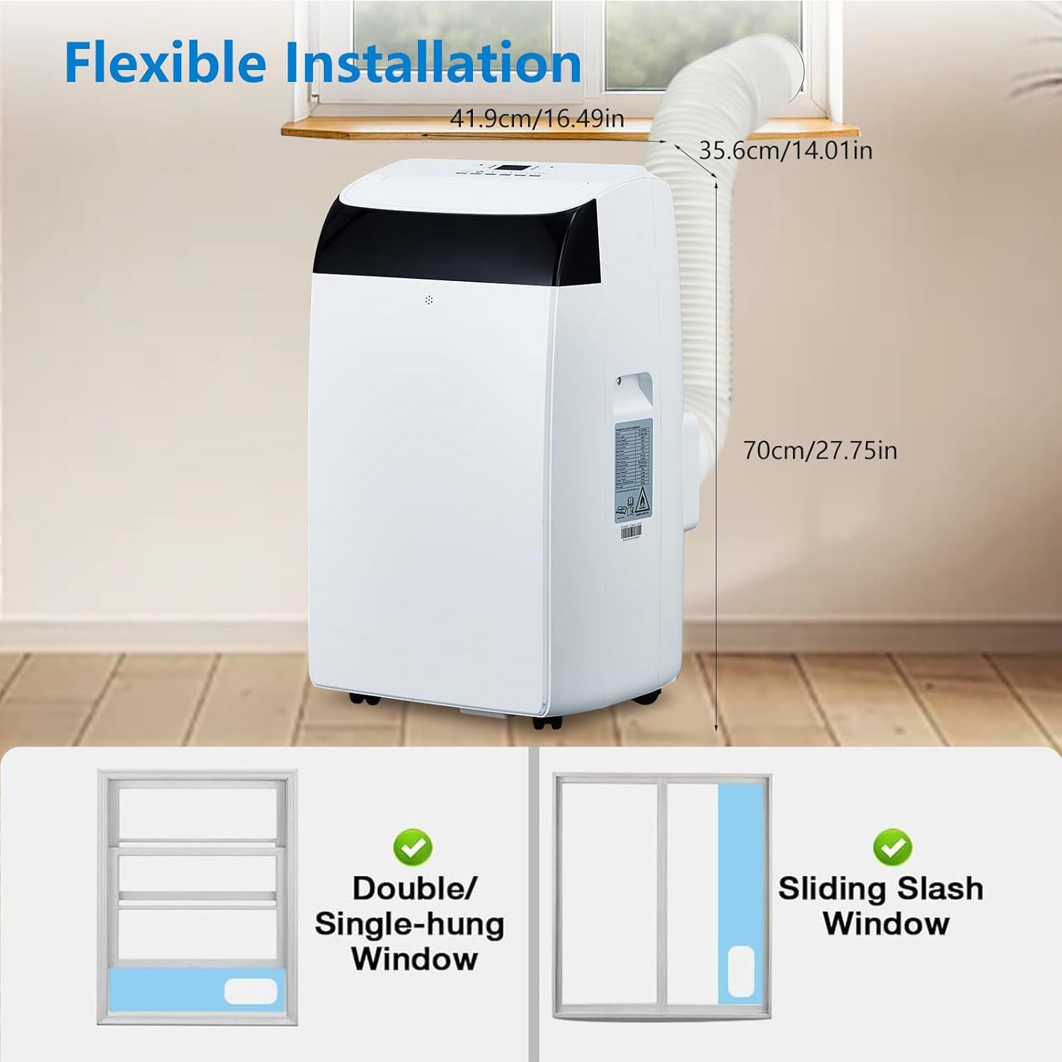 14000 BTU Portable AC with Dehumidifier, Fan and Remote for Large Rooms