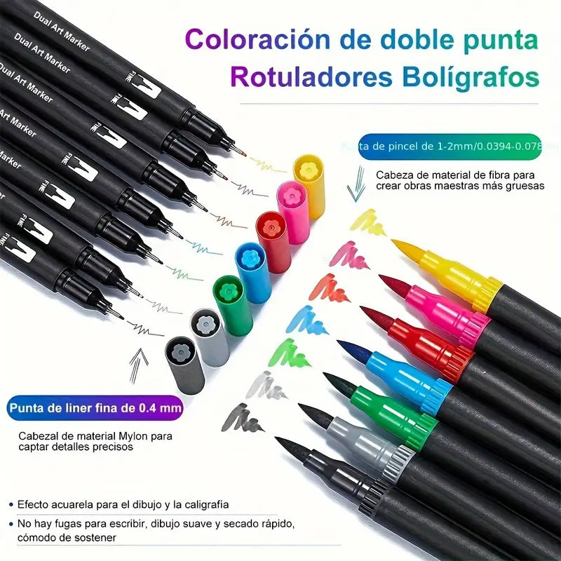 Dual Tip Brush Pens, Colors Brush Tip Markers, Coloring Markers for Coloring Books, Brush Pens Kit