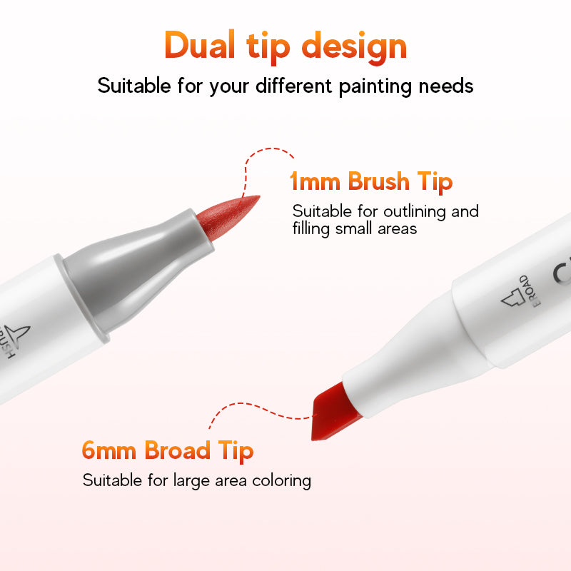 Dual Tip Alcohol Markers Professional Art Marker Set for Artists, Brush & Broad Tips, Drawing, Coloring, Painting