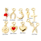 18K Gold Plated Brass Heart Horseshoe Charm with Spring Ring Clasp for DIY Necklace and Bracelet Jewelry