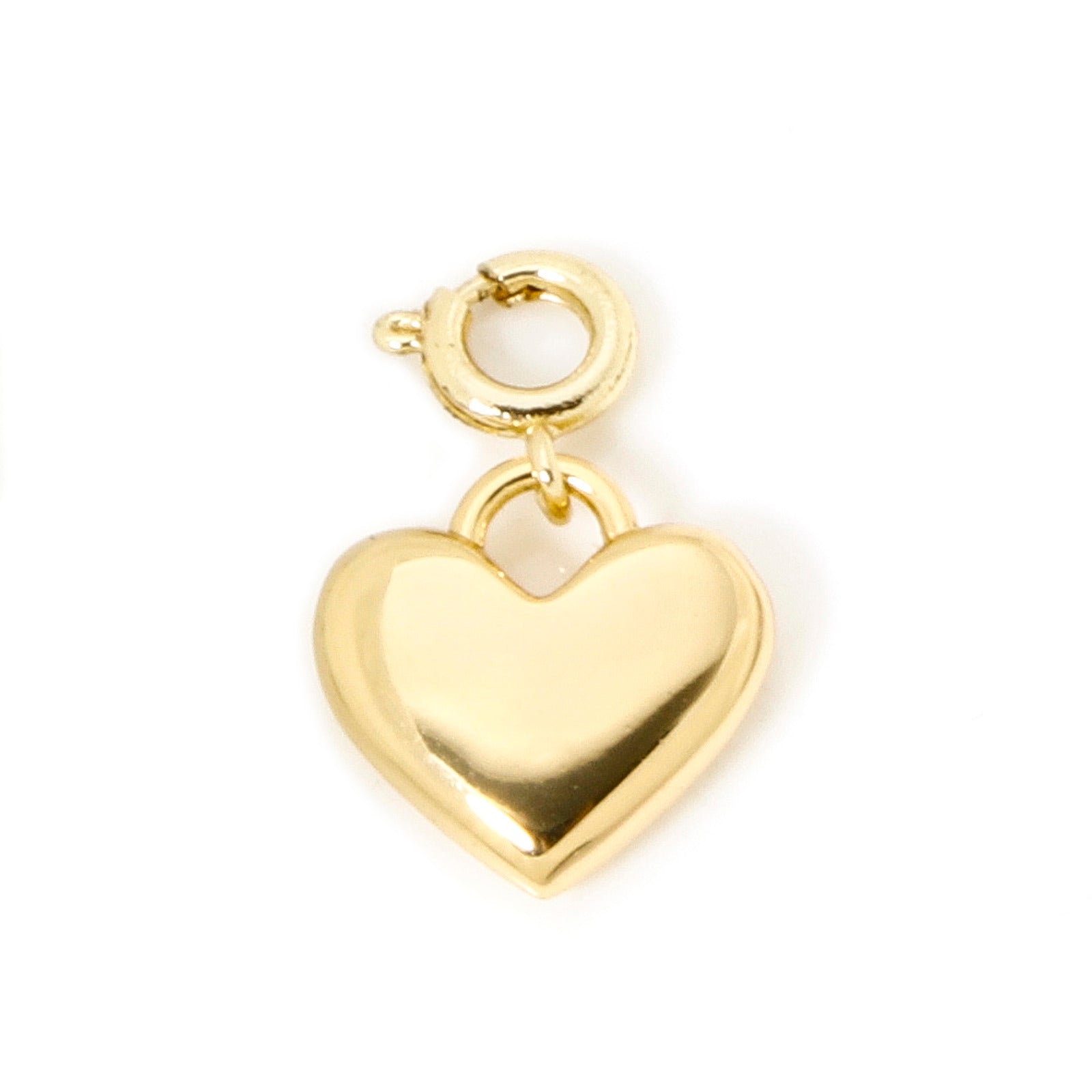 18K Gold Plated Brass Heart Horseshoe Charm with Spring Ring Clasp for DIY Necklace and Bracelet Jewelry