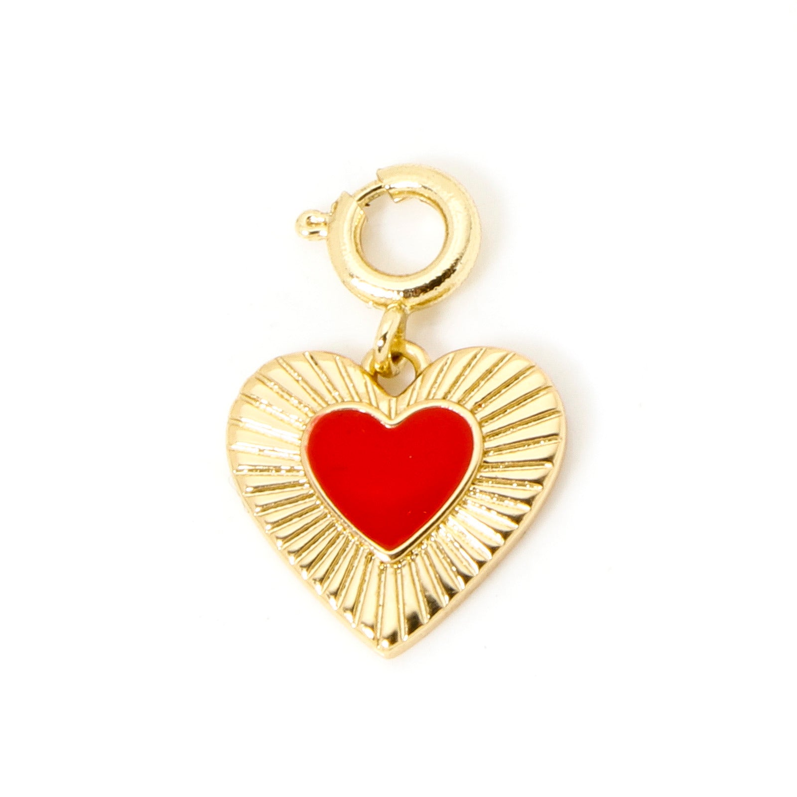 18K Gold Plated Brass Heart Horseshoe Charm with Spring Ring Clasp for DIY Necklace and Bracelet Jewelry