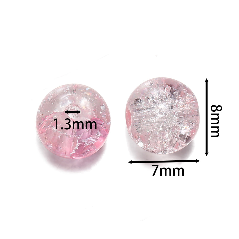 8 mm Glass Crackle Beads for Jewelry Making Sparkling Loose Spacer Beads for Bracelets Necklaces Earrings