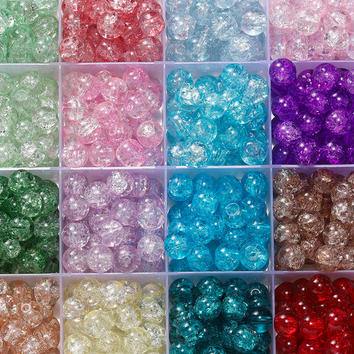 8 mm Glass Crackle Beads for Jewelry Making Sparkling Loose Spacer Beads for Bracelets Necklaces Earrings