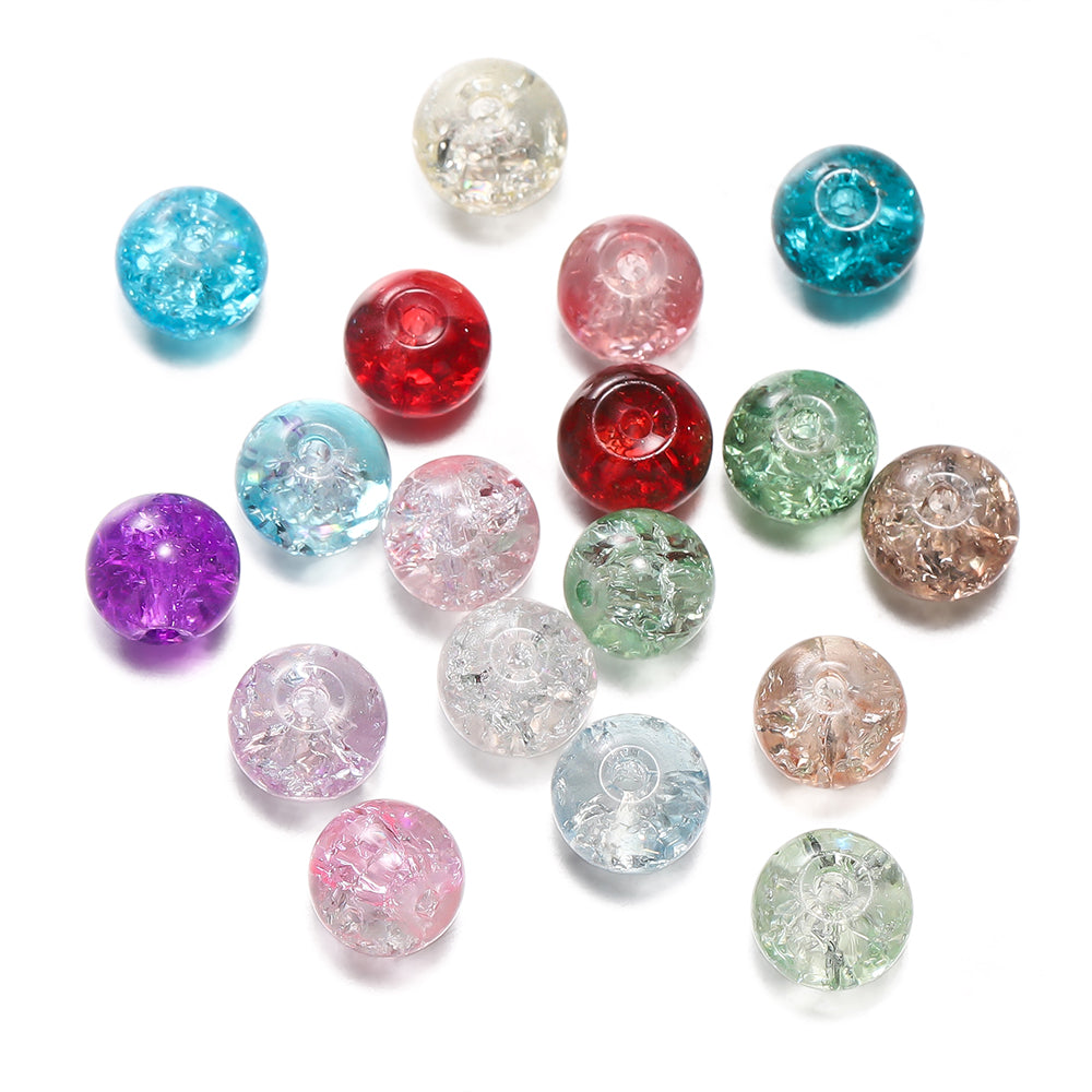 8 mm Glass Crackle Beads for Jewelry Making Sparkling Loose Spacer Beads for Bracelets Necklaces Earrings