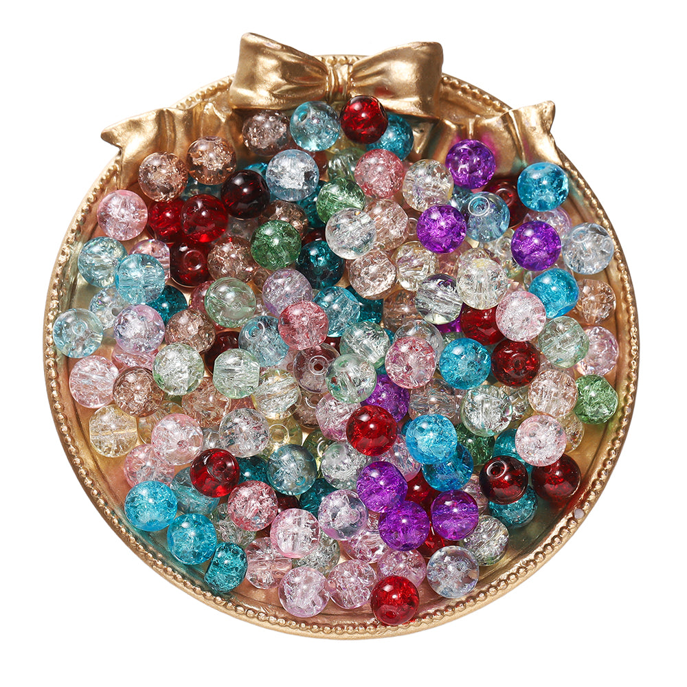 8 mm Glass Crackle Beads for Jewelry Making Sparkling Loose Spacer Beads for Bracelets Necklaces Earrings