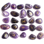 Natural Crystal Rune Stones Set Quartz Agate Crystal Stones for Reiki Healing, Witchcraft, Spiritual Energy & Rune