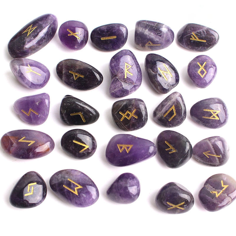 Natural Crystal Rune Stones Set Quartz Agate Crystal Stones for Reiki Healing, Witchcraft, Spiritual Energy & Rune