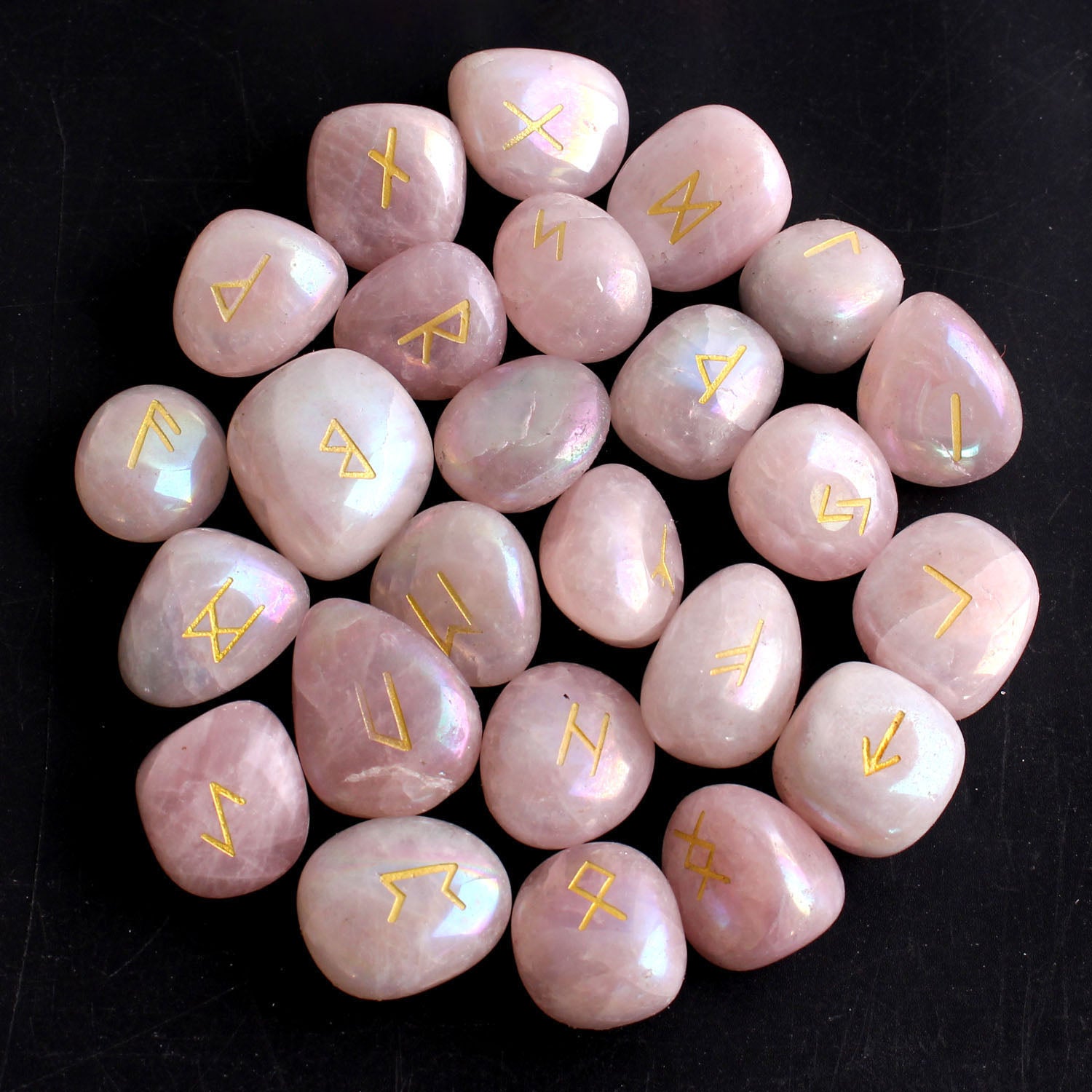 Natural Crystal Rune Stones Set Quartz Agate Crystal Stones for Reiki Healing, Witchcraft, Spiritual Energy & Rune