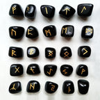 Natural Crystal Rune Stones Set Quartz Agate Crystal Stones for Reiki Healing, Witchcraft, Spiritual Energy & Rune