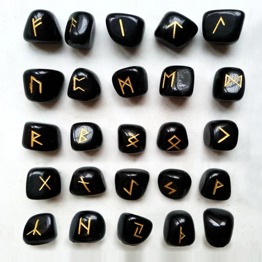 Natural Crystal Rune Stones Set Quartz Agate Crystal Stones for Reiki Healing, Witchcraft, Spiritual Energy & Rune