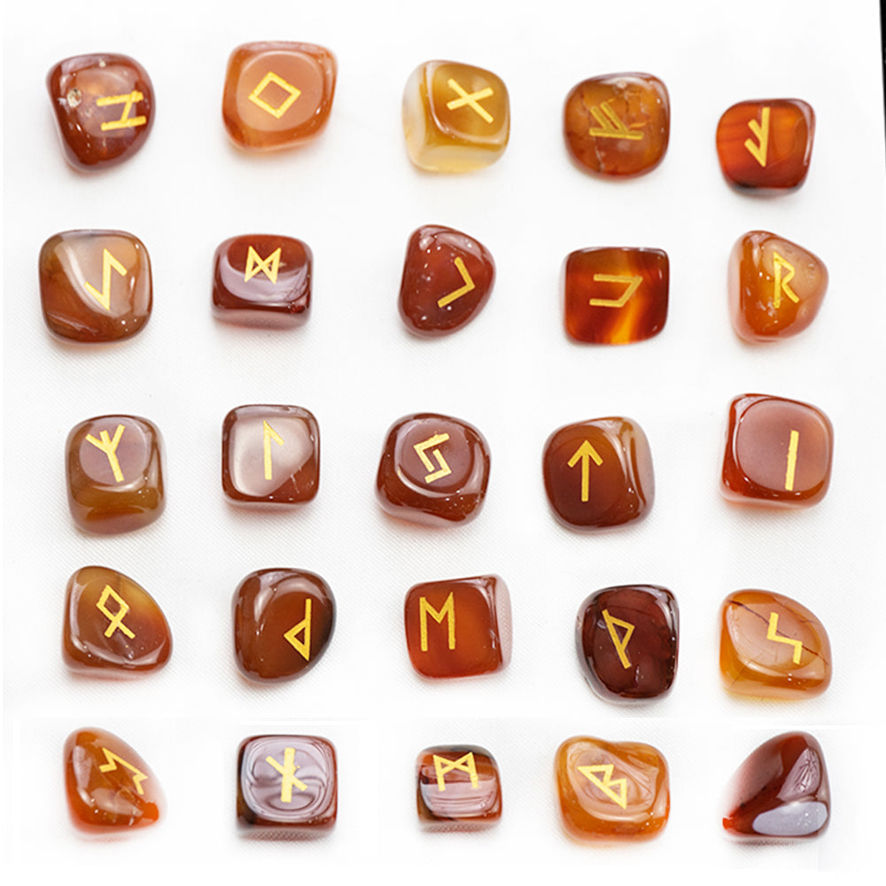 Natural Crystal Rune Stones Set Quartz Agate Crystal Stones for Reiki Healing, Witchcraft, Spiritual Energy & Rune