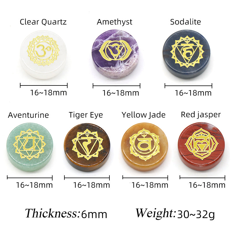 Seven Chakras Natural Crystal Amethyst Sodalite Clear Quartz Reiki Healing Rune Spirit Energy Stones for Yoga