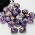 Freedom Natural Amethyst Crystal Runes Stones, Divination Agate Rune Set for Fortune-telling, Reiki Healing