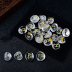 Clear Quartz Crystal Runes Stones, Natural Agate Divination Rune Set for Fortune-telling, Reiki Healing, Meditation