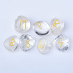 Clear Quartz Crystal Runes Stones, Natural Agate Divination Rune Set for Fortune-telling, Reiki Healing, Meditation