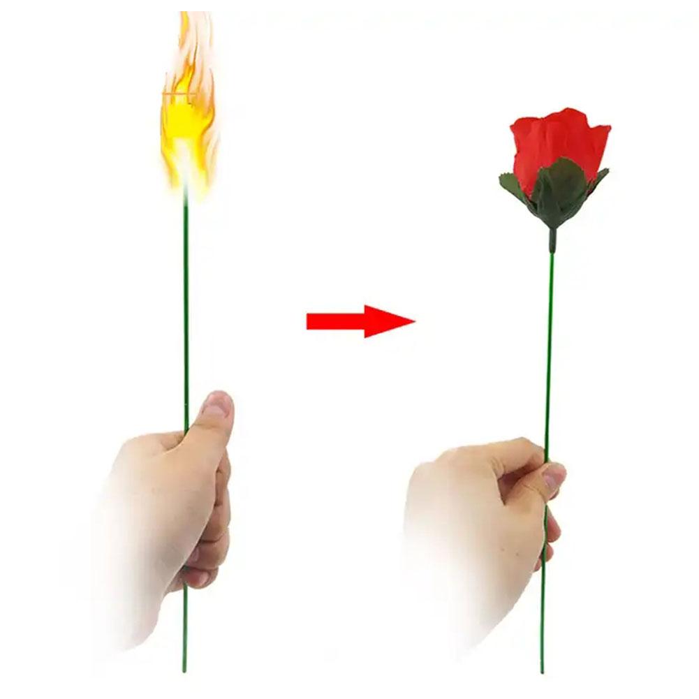 Flame to Rose Magic Trick, Professional Torch to Flower Illusion Prop for Magicians, Stunning Bar Trick