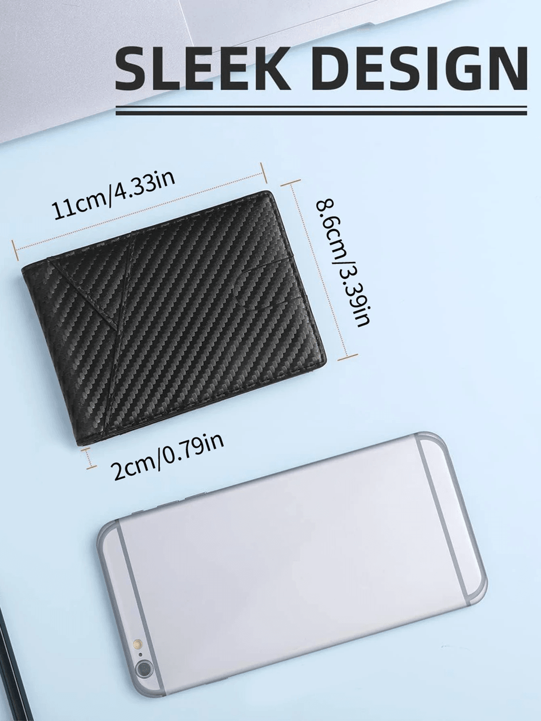 RFID Carbon Fiber Trifold Wallet for Men Ultra Thin Front Pocket Design