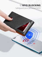 RFID Carbon Fiber Trifold Wallet for Men Ultra Thin Front Pocket Design