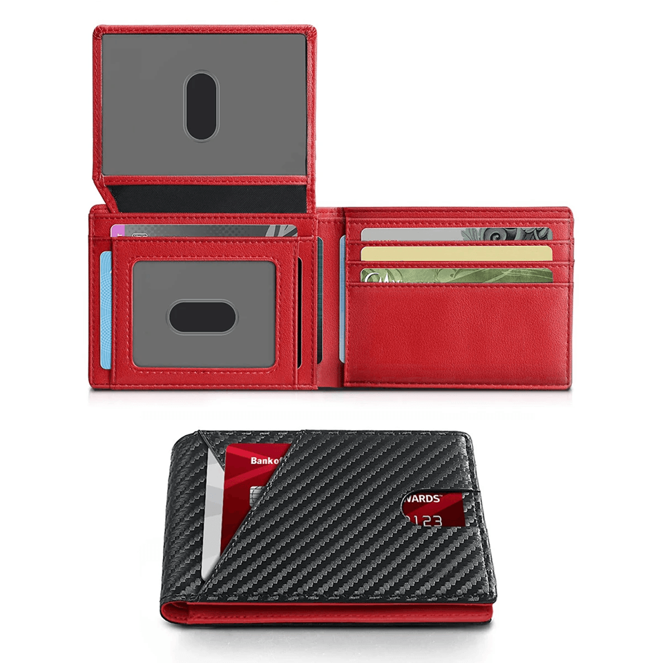 RFID Carbon Fiber Trifold Wallet for Men Ultra Thin Front Pocket Design