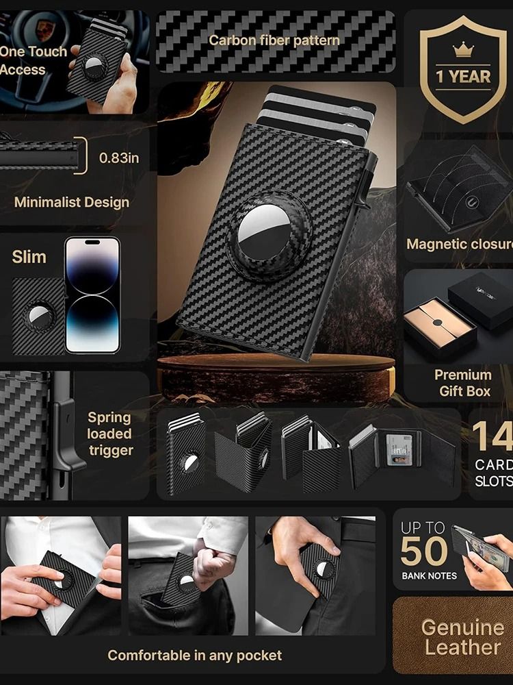YATBEST Mens Card Bag RFID Wallet with AirTag Slot