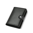Carbon Fiber Credit Card Holder Wallet RFID Smart Metal Pop Up Wallet
