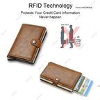 Carbon Fiber Credit Card Holder Wallet RFID Smart Metal Pop Up Wallet