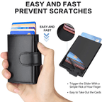 Mens RFID Leather Wallet Slim Trifold Card Holder with Coin Pocket