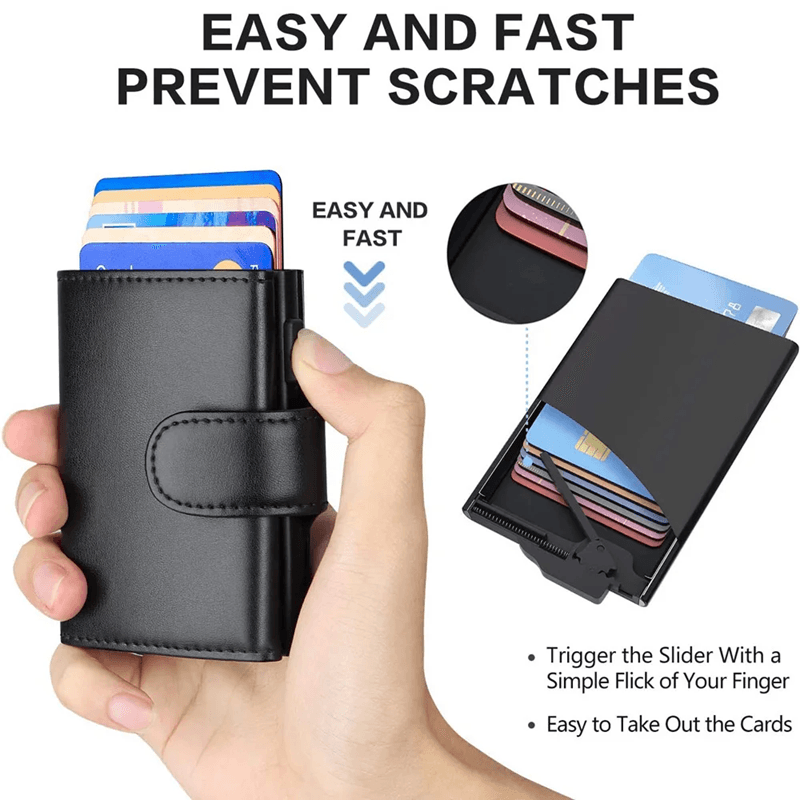Mens RFID Leather Wallet Slim Trifold Card Holder with Coin Pocket