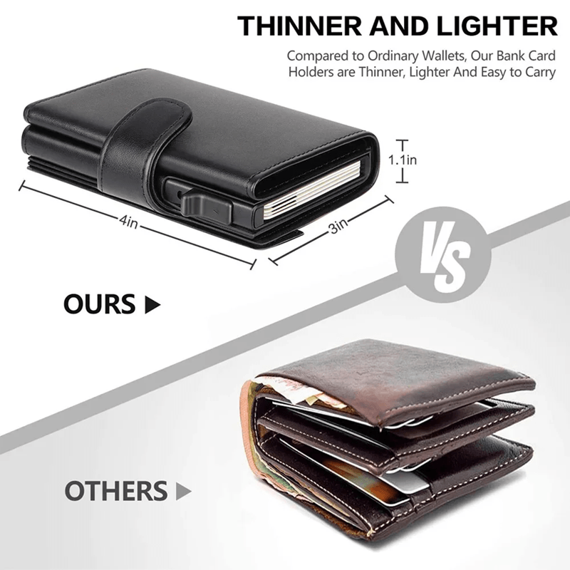 Mens RFID Leather Wallet Slim Trifold Card Holder with Coin Pocket