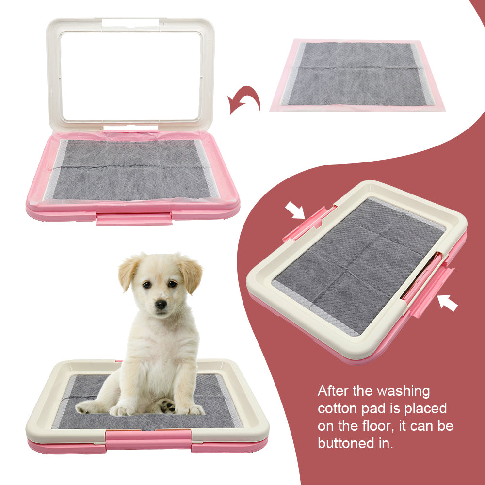 Portable Dog Training Toilet, Indoor Potty for Small Dogs & Cats with Puppy Pad Holder, 47cm Tray for Puppy Pad Training