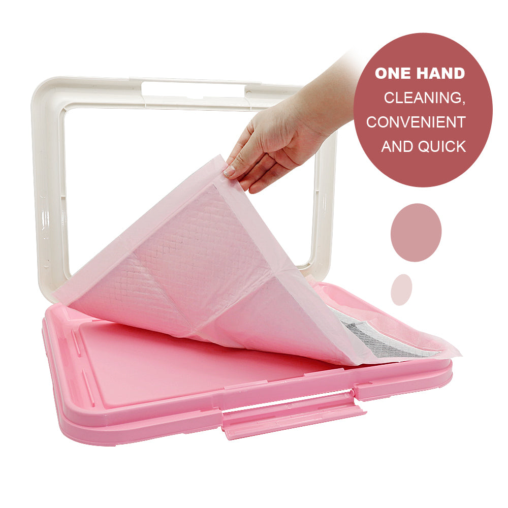Portable Dog Training Toilet, Indoor Potty for Small Dogs & Cats with Puppy Pad Holder, 47cm Tray for Puppy Pad Training