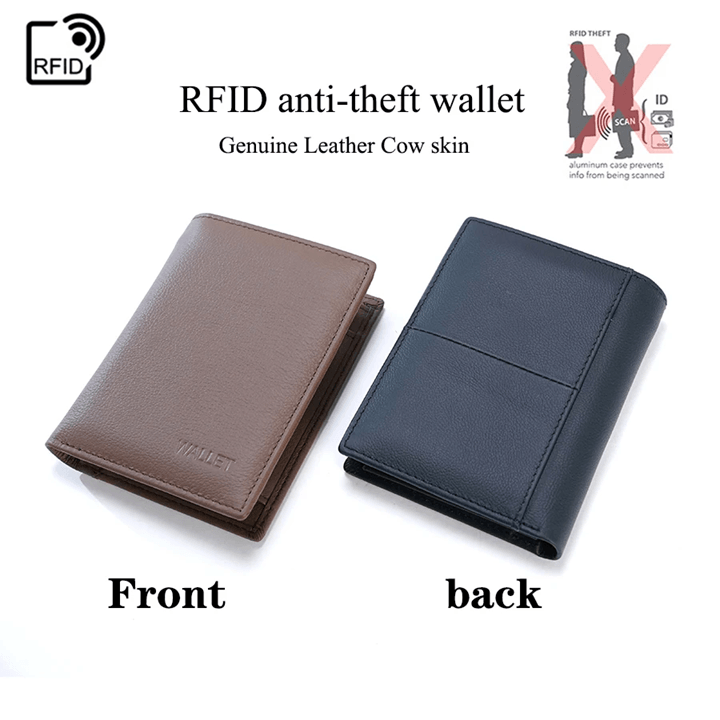 Genuine Leather RFID Wallet with Coin Purse and Card Holder
