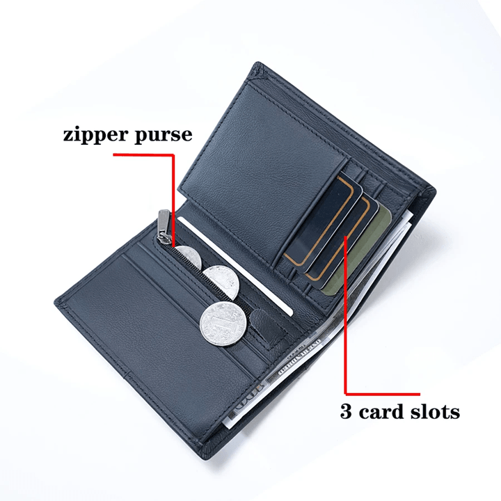Genuine Leather RFID Wallet with Coin Purse and Card Holder
