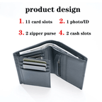 Genuine Leather RFID Wallet with Coin Purse and Card Holder