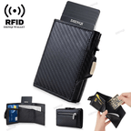 Slim RFID Leather Wallet for Men Pop Up Credit Card Holder with Coin Pocket