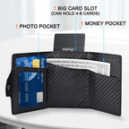 Slim RFID Leather Wallet for Men Pop Up Credit Card Holder with Coin Pocket