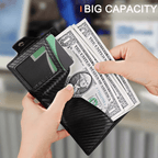 Slim RFID Leather Wallet for Men Pop Up Credit Card Holder with Coin Pocket
