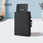 Slim RFID Leather Wallet for Men Pop Up Credit Card Holder with Coin Pocket