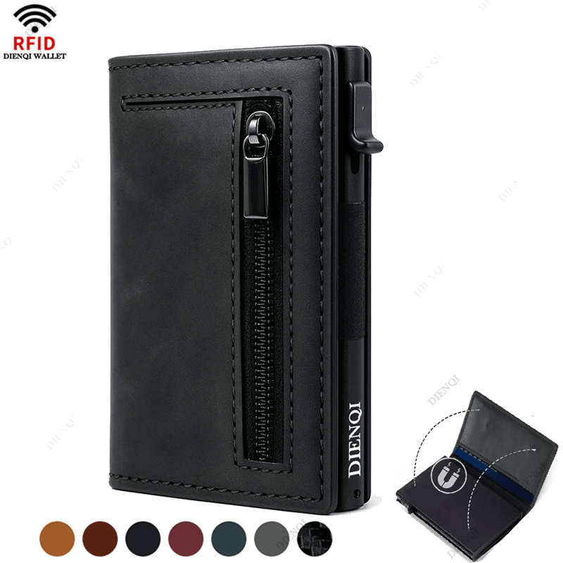 Slim RFID Blocking Metal Wallet Minimalist Credit Card Holder for Men
