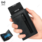 RFID Blocking Slim Wallet for Men with Leather and Aluminum Card Holder