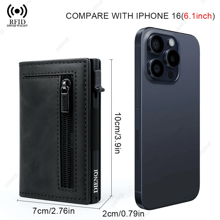 RFID Blocking Slim Wallet for Men with Leather and Aluminum Card Holder