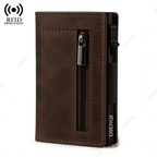 RFID Blocking Slim Wallet for Men with Leather and Aluminum Card Holder