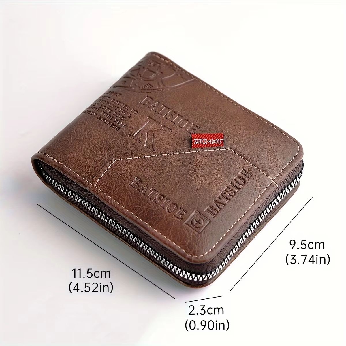 Men's Classic PU Leather Wallet – Zipper Short Wallet with Coin Pocket & Card Holder