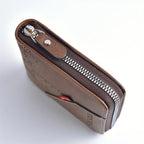 Men's Classic PU Leather Wallet – Zipper Short Wallet with Coin Pocket & Card Holder