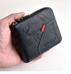 Men's Classic PU Leather Wallet – Zipper Short Wallet with Coin Pocket & Card Holder