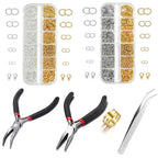 Jewelry Findings Kit 930pcs with Jump Rings Clasps Hooks Pliers Tweezers