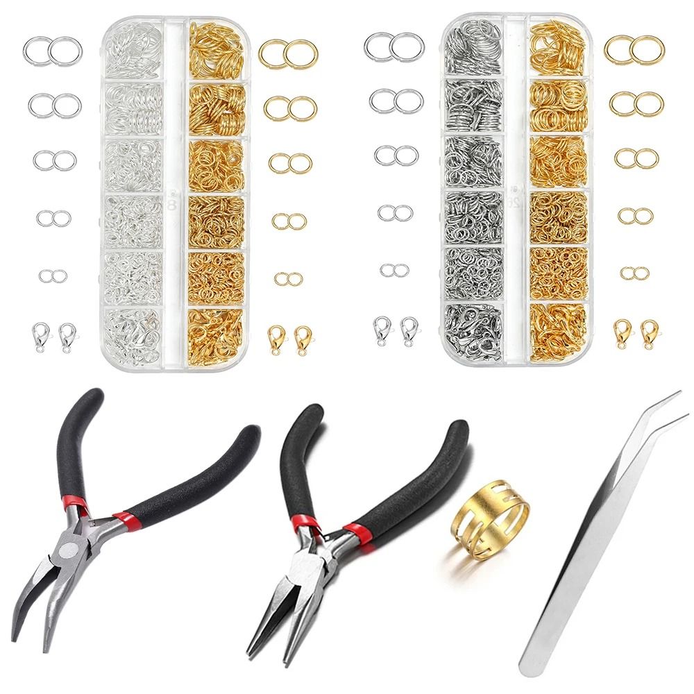 Jewelry Findings Kit 930pcs with Jump Rings Clasps Hooks Pliers Tweezers