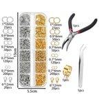 Jewelry Findings Kit 930pcs with Jump Rings Clasps Hooks Pliers Tweezers